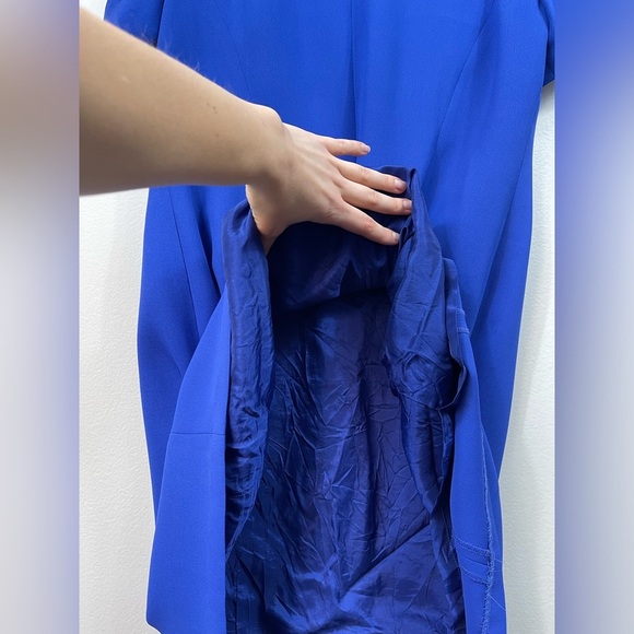 LizCaliborne Elegant Blue Dress with Unique Neckline Career Classic Summer Sz 14 - Picture 11 of 13